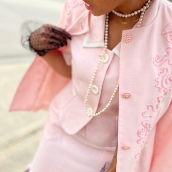 Kasper FOR A.S.L PINK VINTAGE SKIRT SUIT - Picture 3 of 3